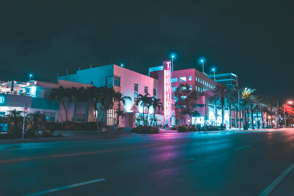 Miami Beach skyline with Art Deco buildings and turquoise waters